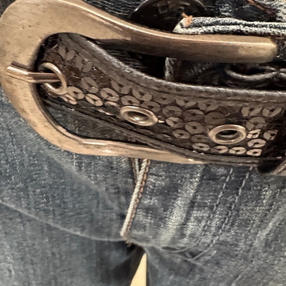 Baccini Dark Blue Straight Leg Jeans with Sequin Accents - Picture 5 of 7